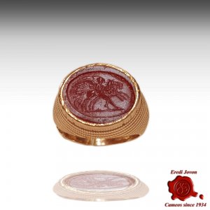 Intaglio Cameo Murano Ring Solid Set
