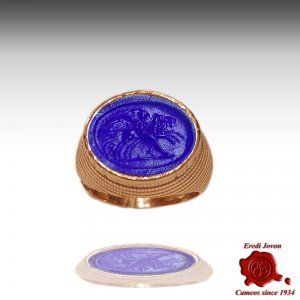 Authentic Intaglio Cameo Venetian Glass Ring 2