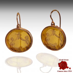 Oval Murano Glass Intaglio Cammeo Earrings