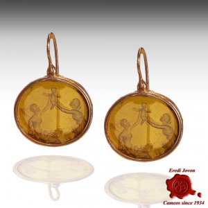 Oval Murano Glass Intaglio Cammeo Earrings 2