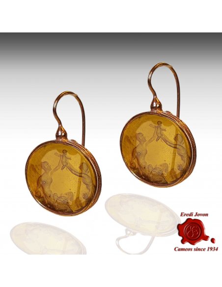 Oval Murano Glass Intaglio Cammeo Earrings