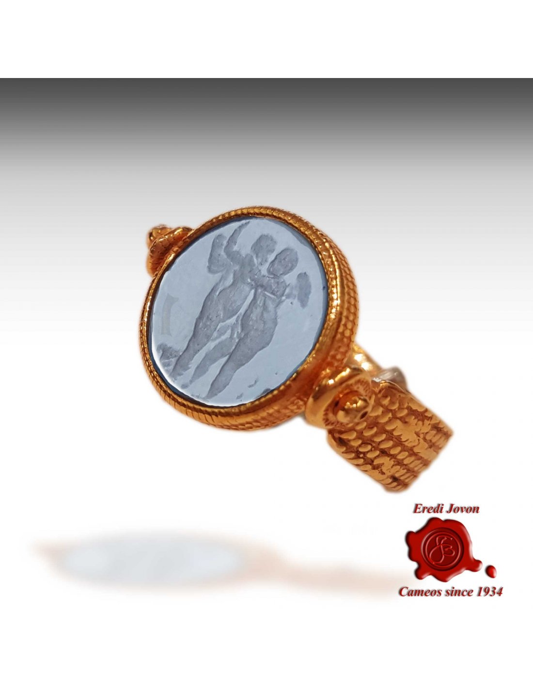 Greek Medusa Intaglio Glass Signet Ring 925 Sterling Silver Intaglio Carving Glass Ring by Pellada Ancient Roman Intaglio Silver Ring 