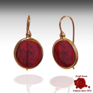 Dangle Ruby Murano Glass Intaglio Cameo Earrings 2