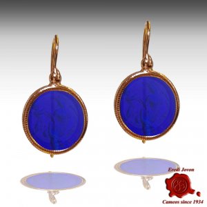 Dangle Ruby Murano Glass Intaglio Cameo Earrings 2