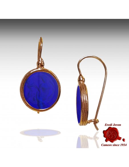 Dangle Ruby Murano Glass Intaglio Cameo Earrings