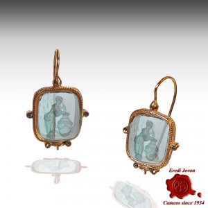 Dangle Rectangular Murano Glass Intaglio Earrings 2