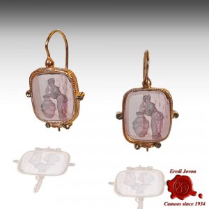 Dangle Rectangular Murano Glass Intaglio Earrings 2