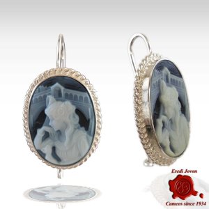 Rialto Cameo Blue Earrings Silver Set 2