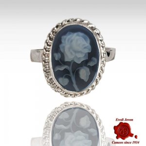 Anello Cammeo con Rosa Incisa 2