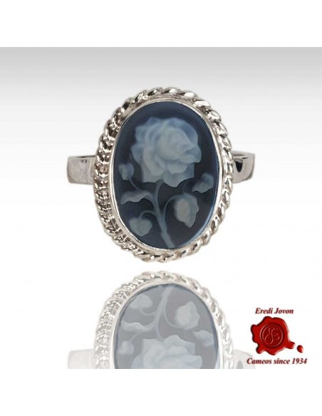 Cameo Silver Ring Flower