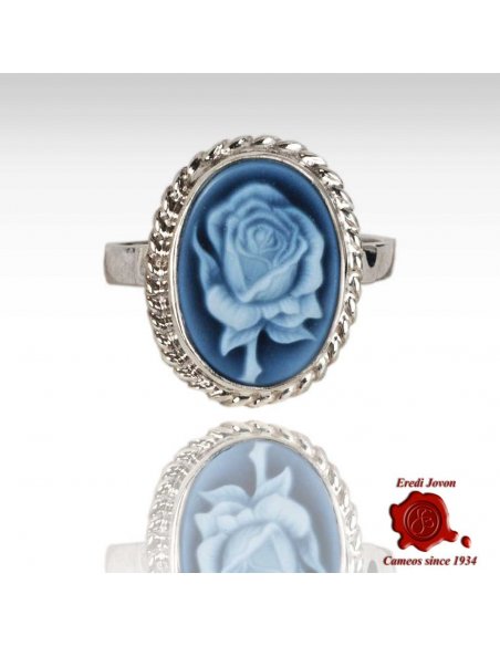 Blue Cameo Rose Ring