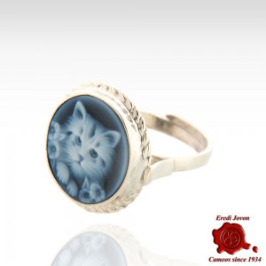 Cat Blue Cameo Ring 2