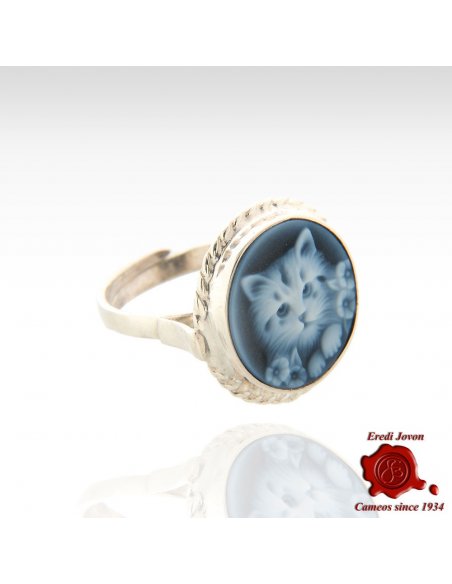 Cat Blue Cameo Ring