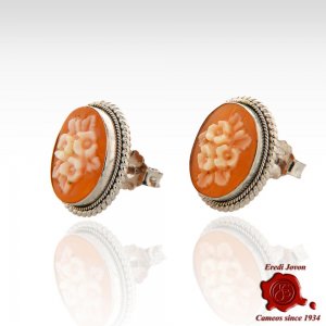 SHELL CAMEO FLOWER STUD EARRINGS 2