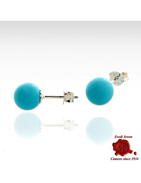 Turquoise beads Silver Stud Earrings