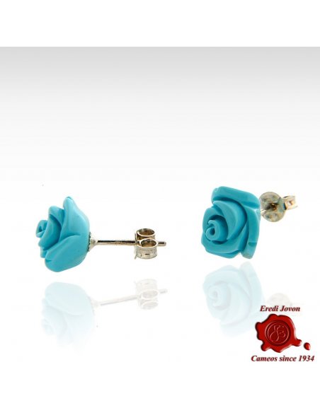 Turquoise Roses Earrings Silver
