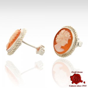 Shell Cameo Silver Earrings 2