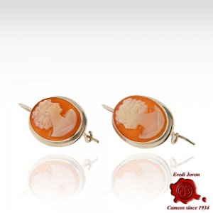 Shell Cameo Earrings Silver 2