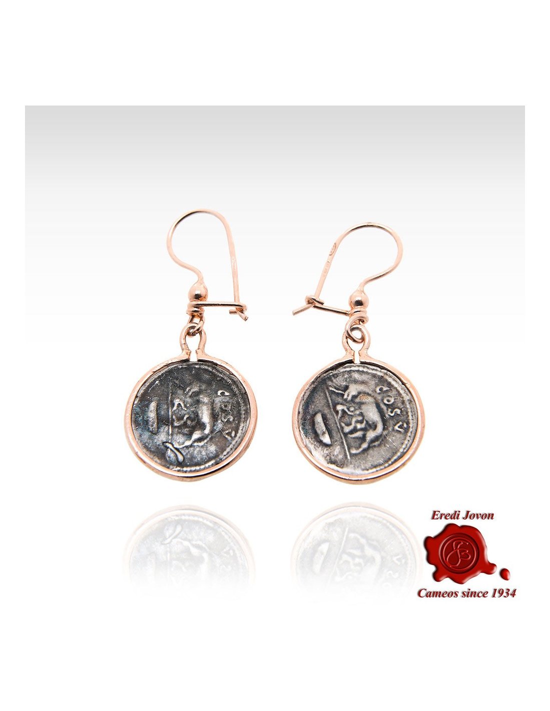 Lex & Lu Sterling Silver Antiqued Roman Bronze Coin Leverback Earrings