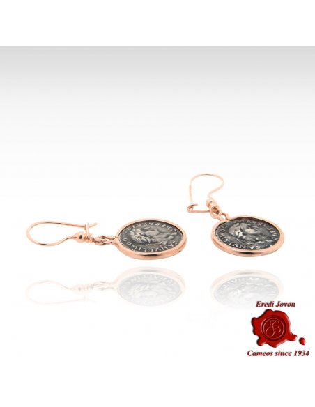 Ancient Roman Style Bronze Coin Dangle Earrings