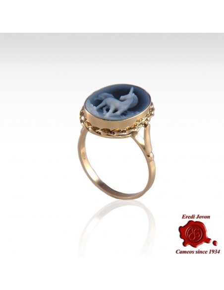 Blue Cameo Unicorn Ring