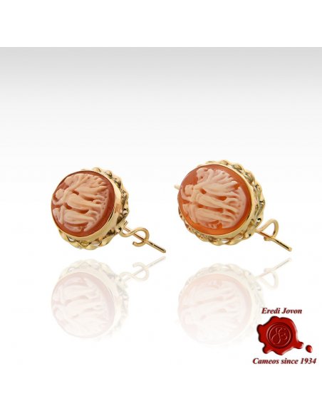 Leverback Oval Hand Carved Cameo Earrings