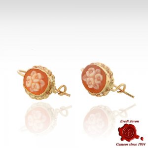 Oval Vintage Carved Flower Composition Earrings 2