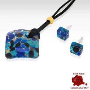 Ciondolo murrina veneziana Blu Marino 2