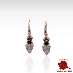 Moretto Zircons Enamel And Rubies Pendant Earrings 2