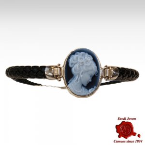  Blue Agate Cameo Bracelet