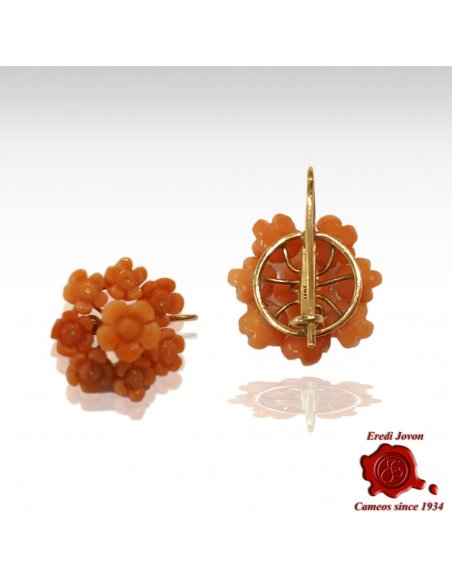 Dangle Italian Coral Daisies Earrings Gold Set