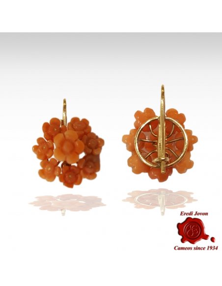 Dangle Italian Coral Daisies Earrings Gold Set