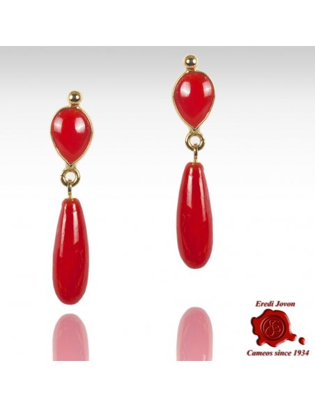 Gold Set Mediterranean Red Coral Earrings