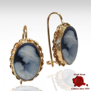 Holy Virgin Gold Cameo Earrings 2
