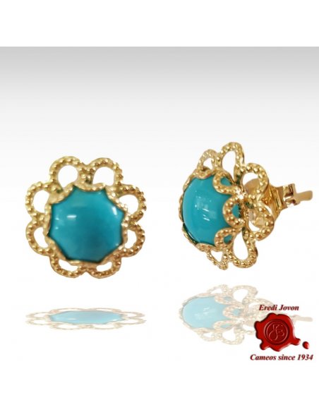 Turquoise Gold Set Daisy Shape Earings