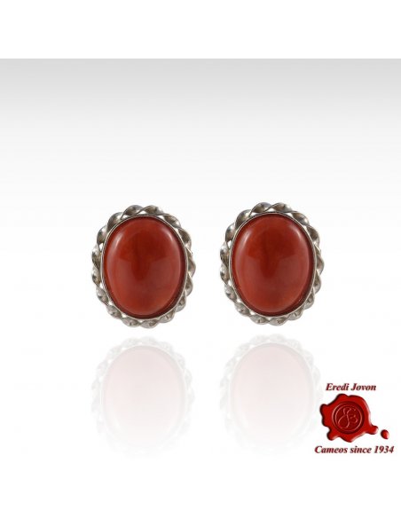 Red Coral Silver Earrings post or Dangle