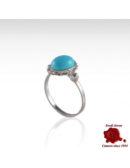Turquoise Stone Ring 925 Silver Set