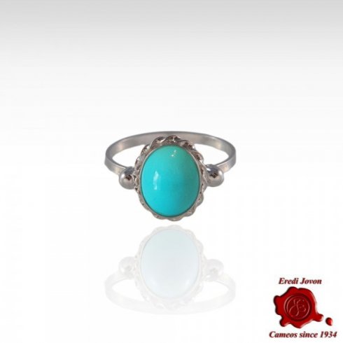 Turquoise Stone Ring 925 Silver Set