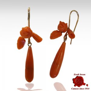 Orecchini pendenti antico corallo di Sciacca 2