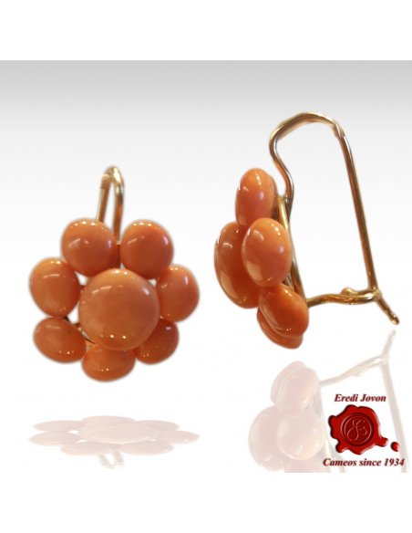 Dangle Italian Coral Antique Earrings Gold Set