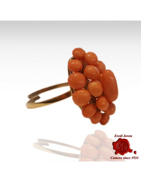 Italian Coral Antique Ring Gold Set