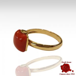 Gold Red Coral Ring Griffe