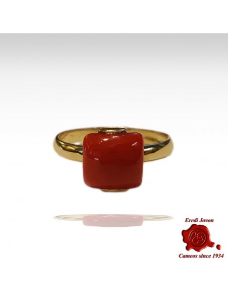 Gold Red Coral Ring Griffe