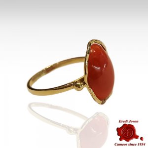 Anello Corallo Mediterraneo e Oro "Scintille" 2