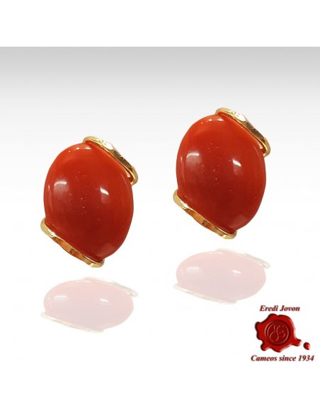 Red Coral Earrings Sparkling Gold