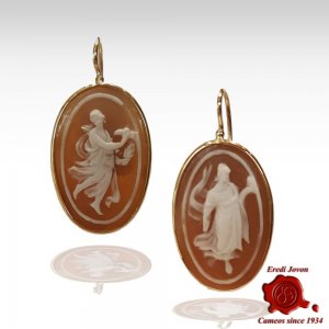 "The Hours" Sardonica Cameo Earrings Handmade