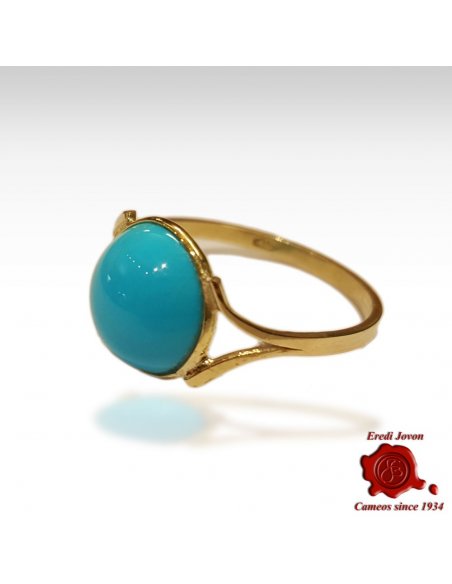 Round Gold Turquoise Ring for Women