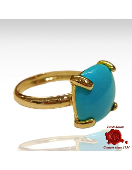 Square Turquoise Ring Jewelry Gold