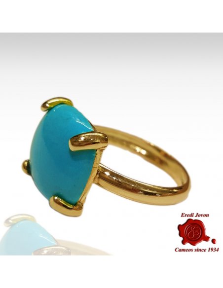Square Turquoise Ring Jewelry Gold