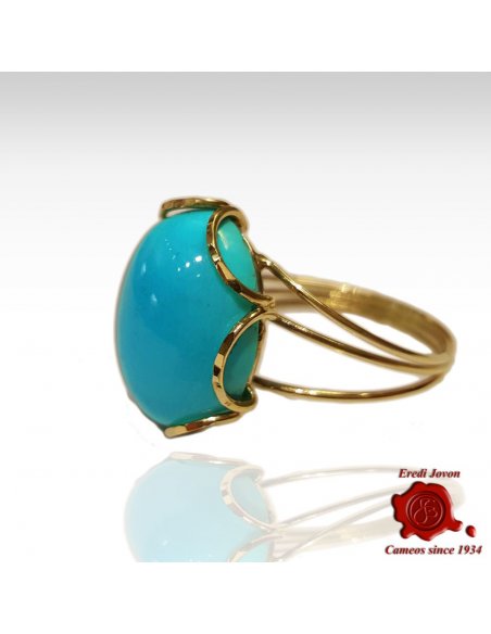 Turquoise Ring Yellow Sparkling Gold